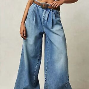 FREE PEOPLE EQUINOX TROUSER WIDE LEG DENIM JEANS